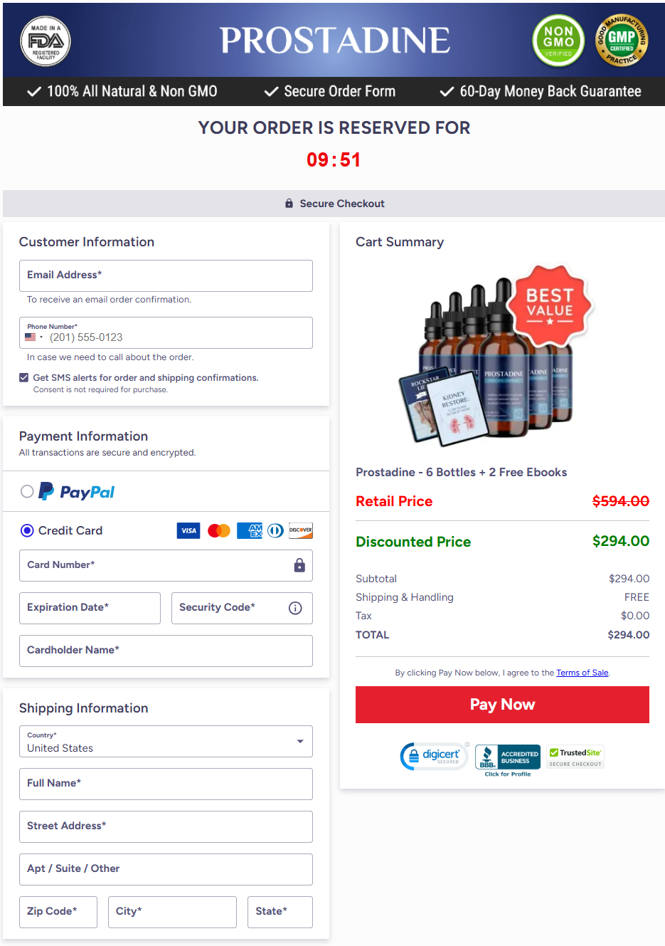 Prostadine Official Website Secure Order Page